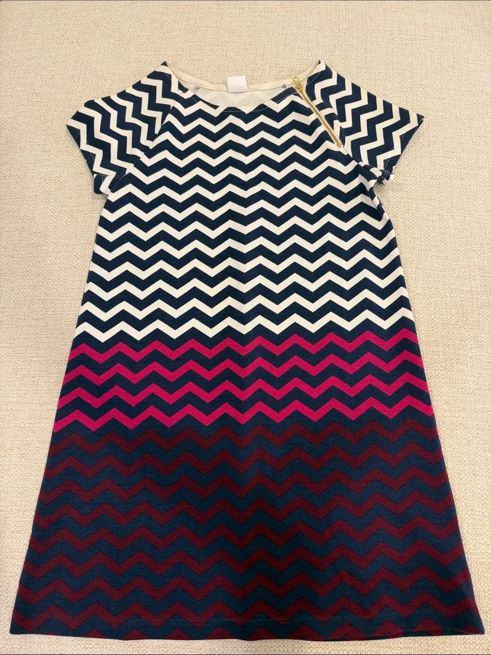 Gymboree Chevron Shift Dress in Navy, White & Magenta
